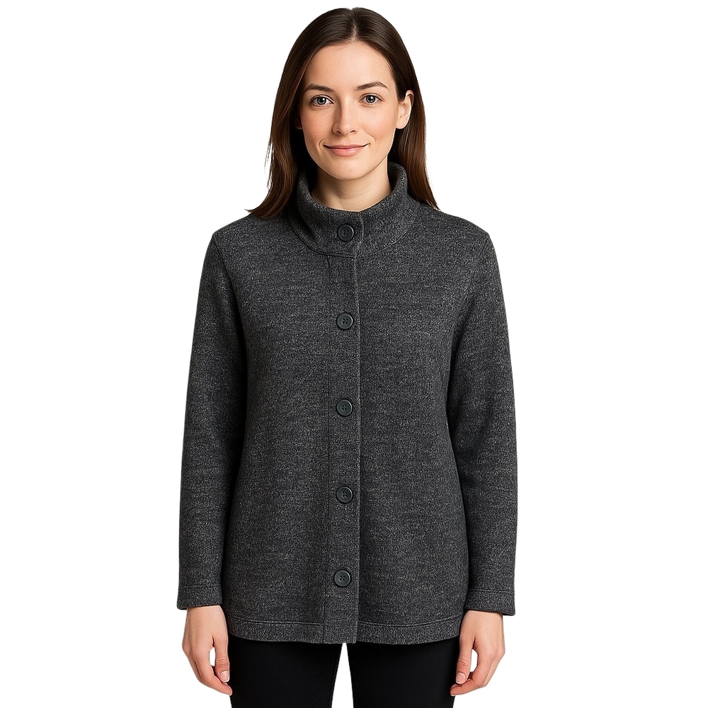 SOMA Jacket Womens Medium Gray Button Front Pockets Cozy Minimalist Lounge Cozy